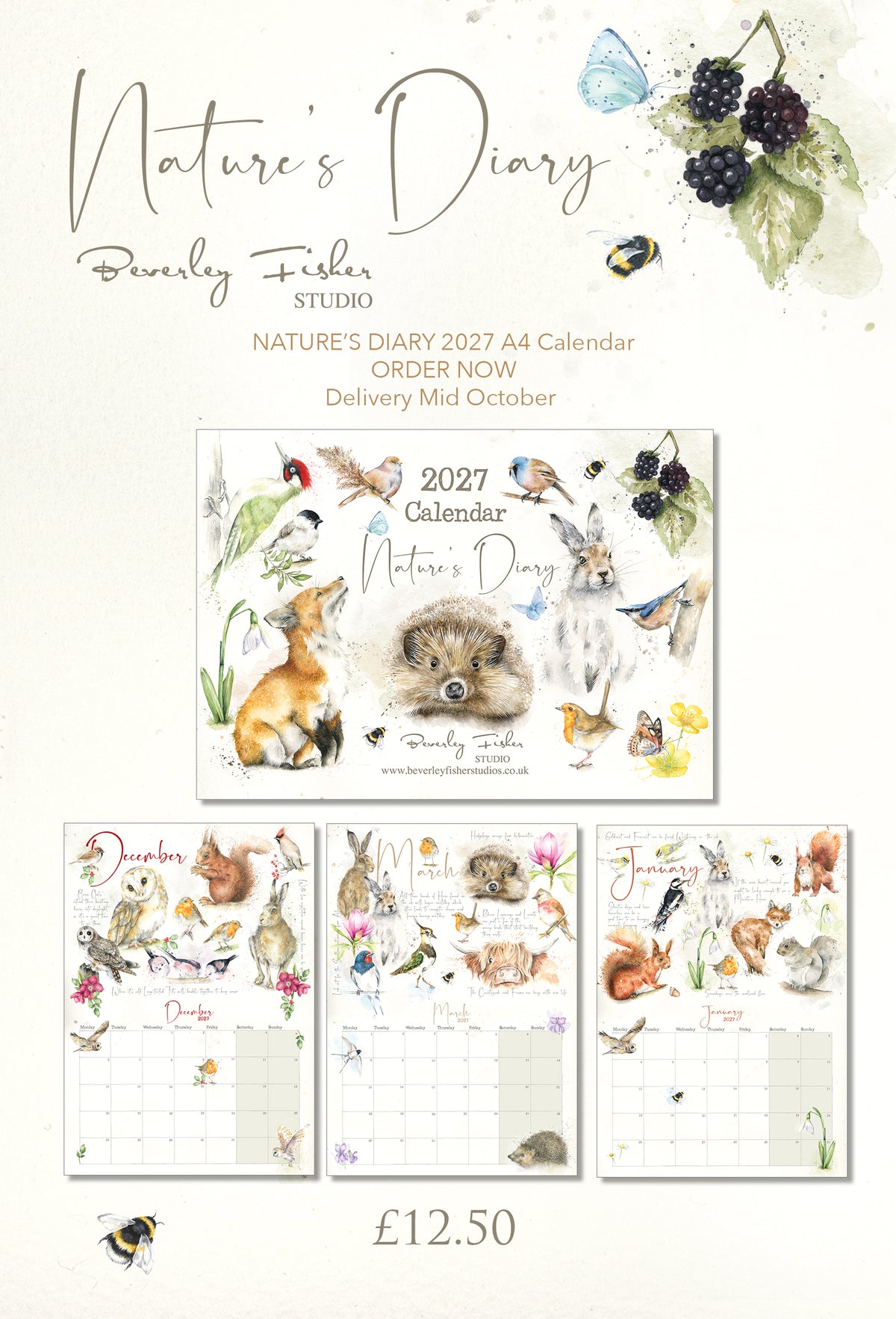 Wall Calendar 2027 Nature's Diary Slim