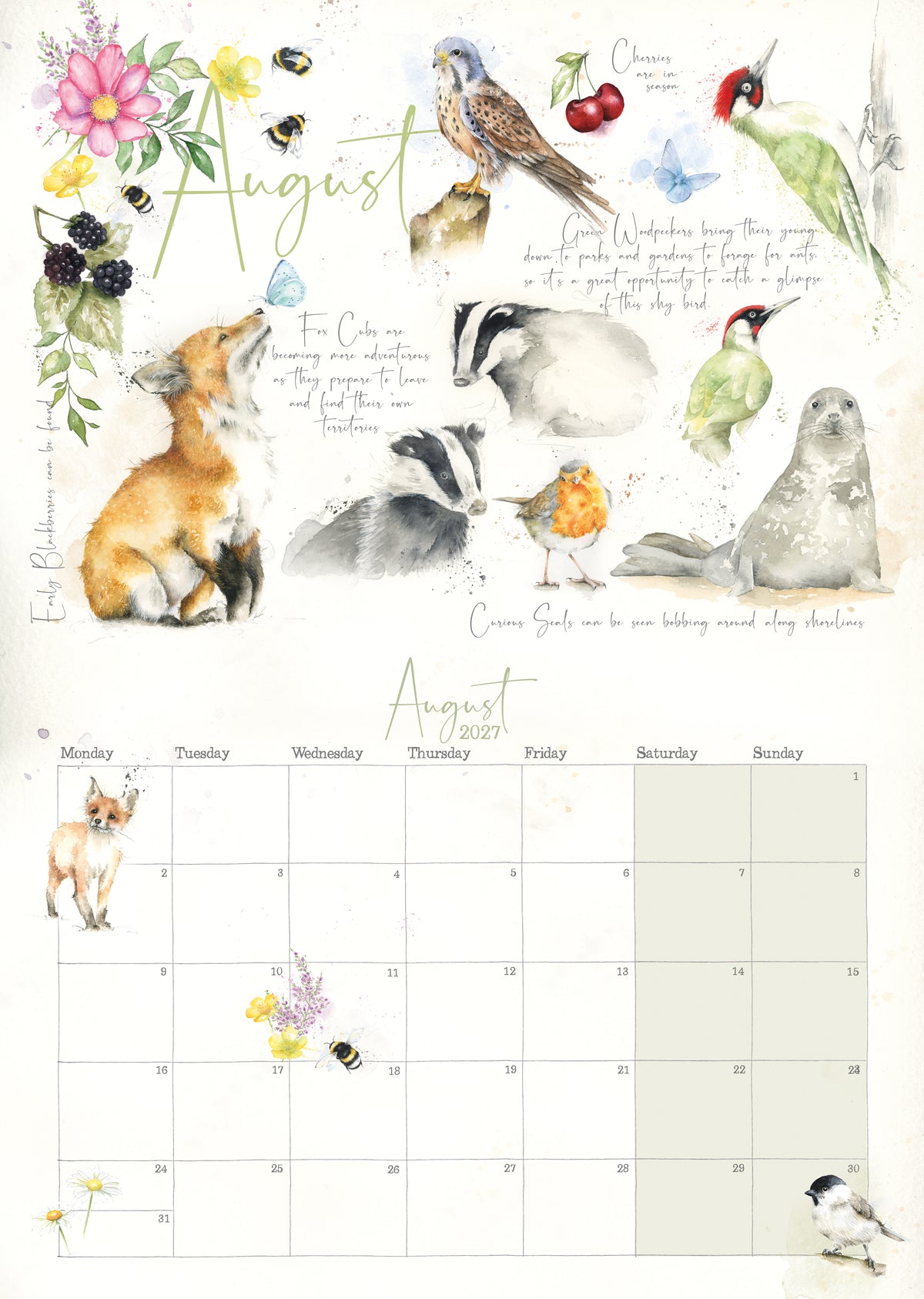 Wall Calendar 2027 Nature's Diary Slim
