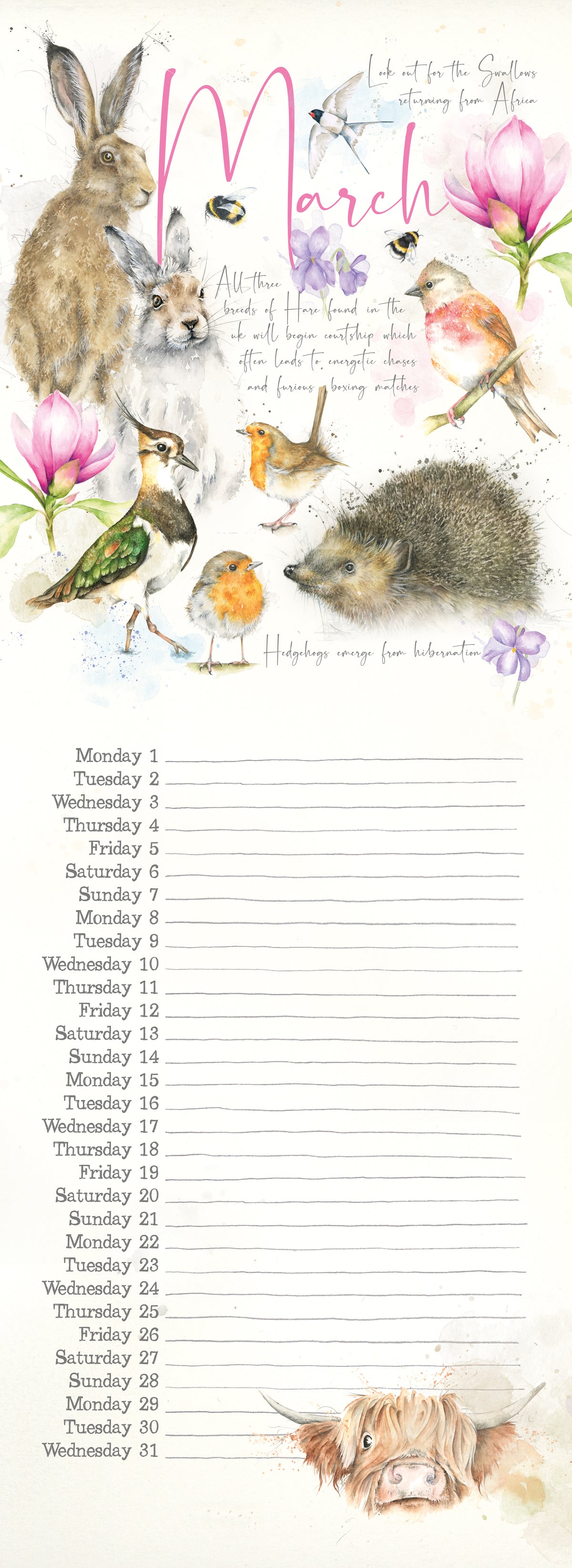 Wall Calendar 2027 Nature's Diary Slim