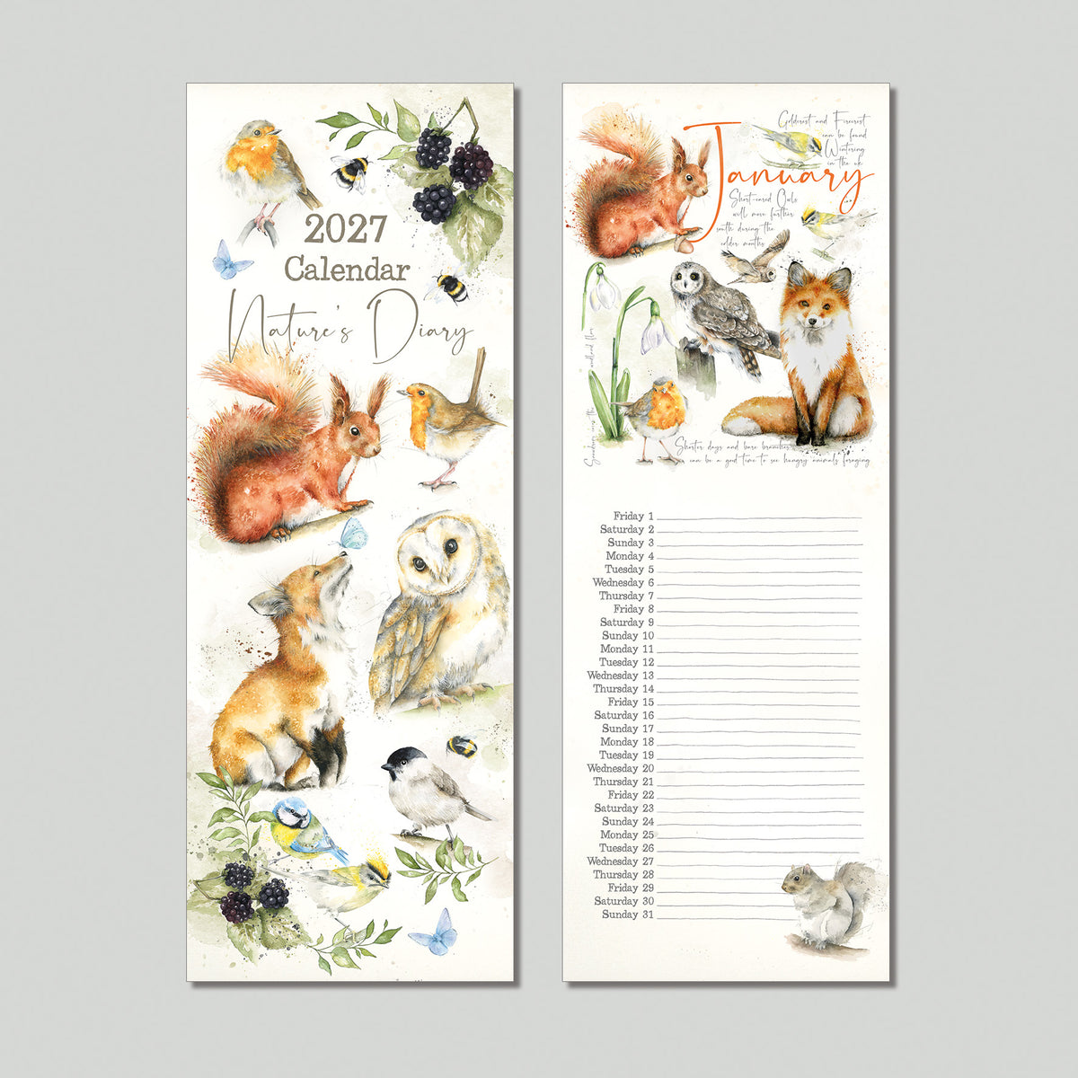 Wall Calendar 2027 Nature's Diary Slim