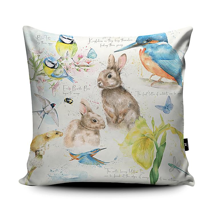Spring Cushion, Pillow, Soft Furnishings, Home decor, Art for the Home, Nature's Diary