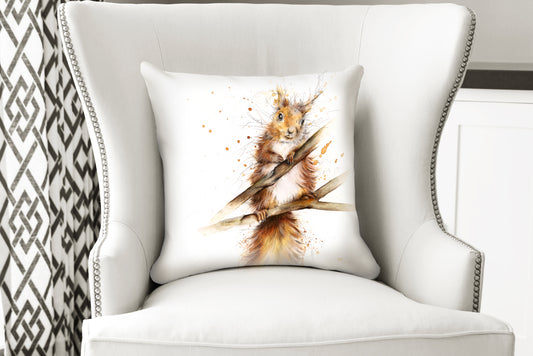 Red Squirrel Cushion, Pillow, Soft Furnishings, Home decor, Art for the Home