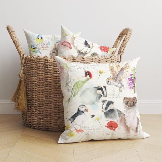 Summer Cushion, Pillow, Soft Furnishings, Home decor, Art for the Home, Nature's Diary